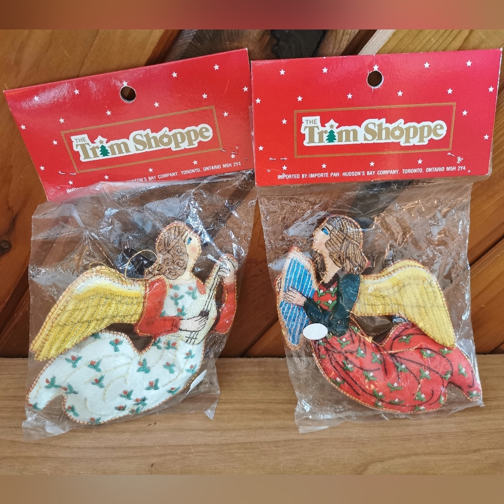 Vintage Embroidered Flying Angel Christmas Ornaments